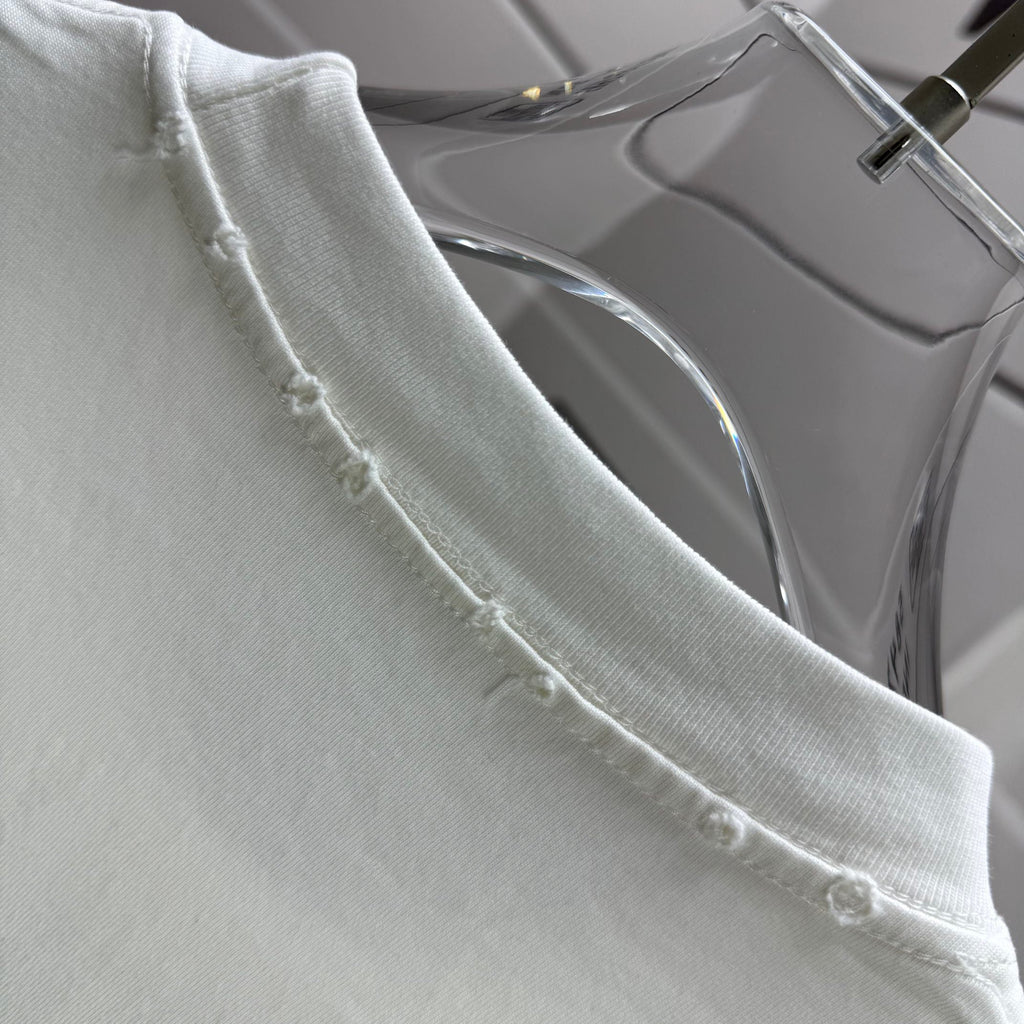 Acne Studios Two‑Teddy‑Bear Graphic Distressed‑Trim Crew‑Neck Short‑Sleeve T‑Shirt