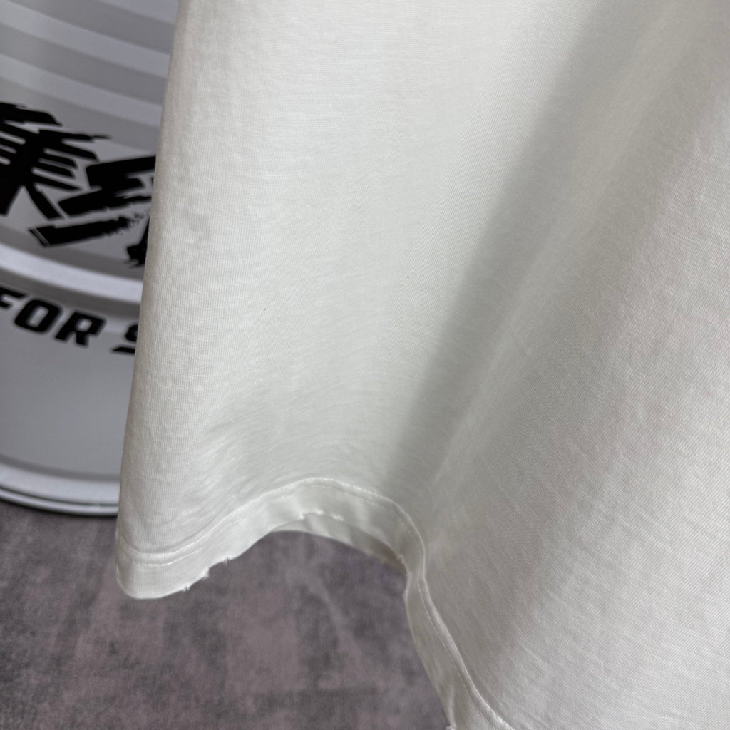 Acne Studios Large Circular Stamp‑Print Distressed‑Trim Crew‑Neck Short‑Sleeve T‑Shirt